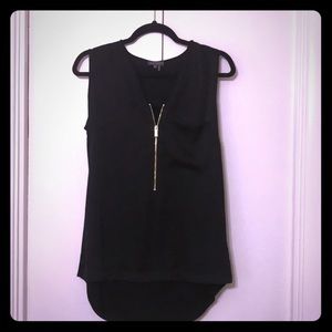 Vince Camuto Black tank top with gold zipper